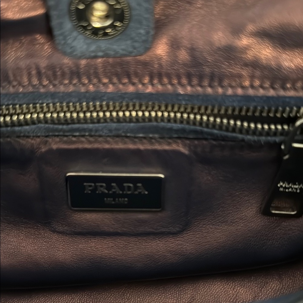 Prada Blue Twin Pocket Suede Leather Tote - Picture 5 of 7